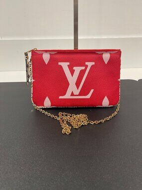 Louis Vuitton Double Zip Pochette Rouge Monogram Giant Canvas (JB1464)